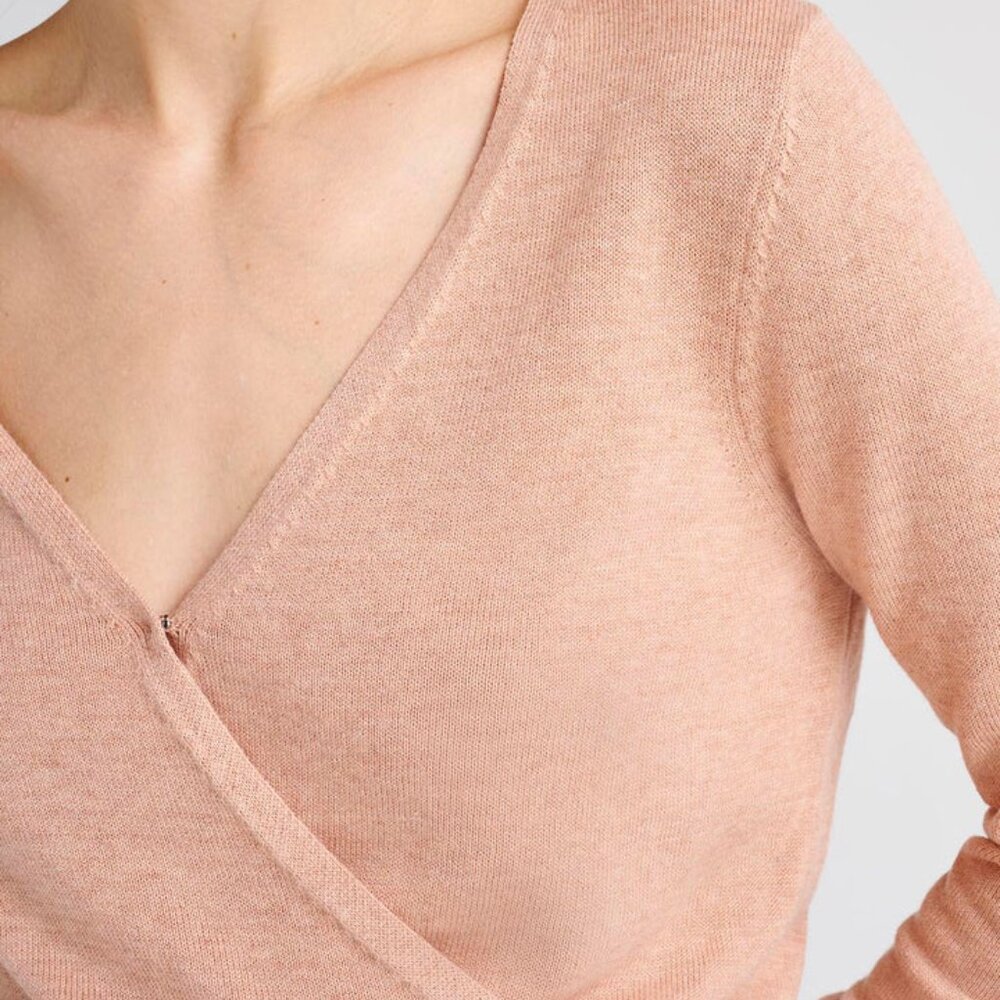 🩰 NWT Splendid Dana Wrap Sweater - Fitted Elegant Cotton Silk Blend 🩰 - Picture 5 of 13